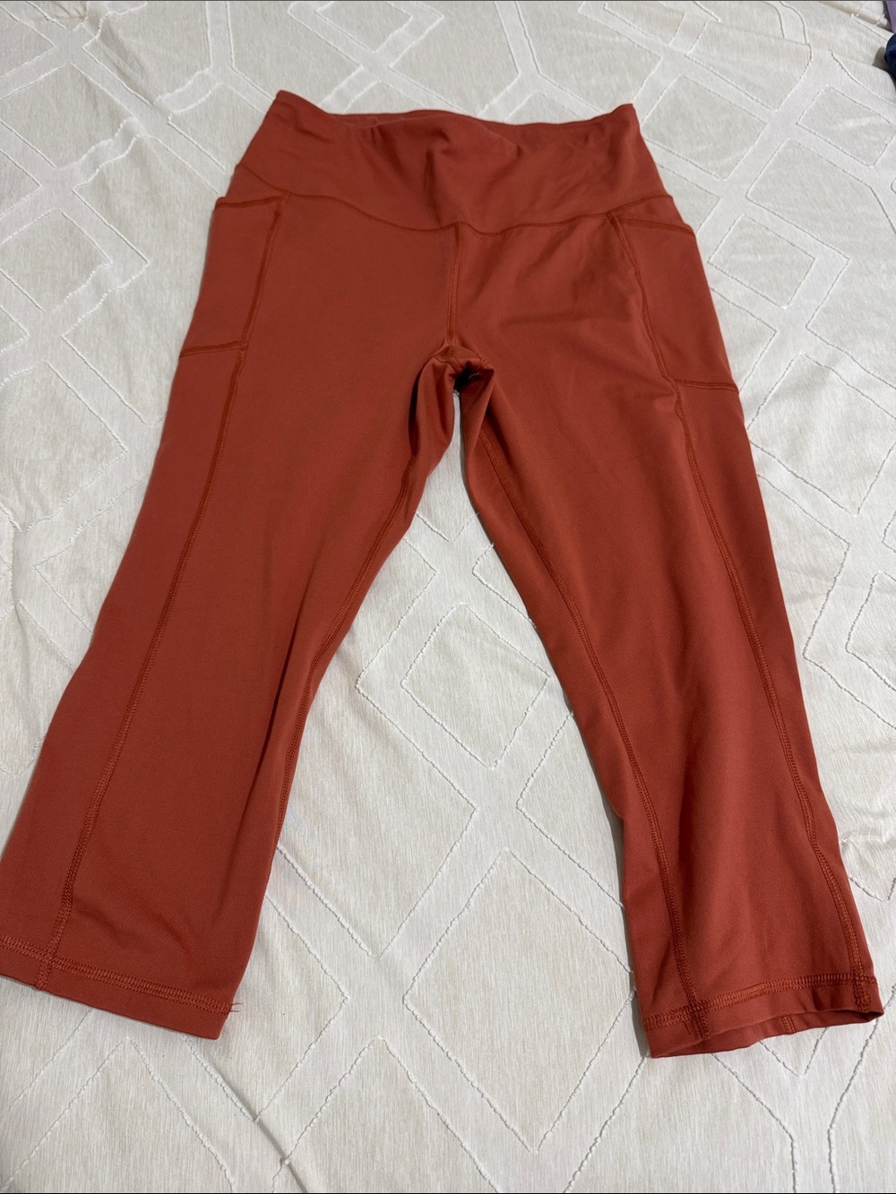 RBX Rust Red Capri Leggings with Wide Waistband